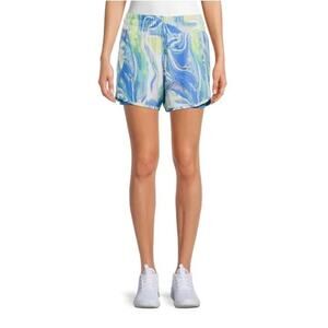 Avia Running Shorts Sz Small 4-6 Biker Short Liner Blue Swirls Zippered Pocket